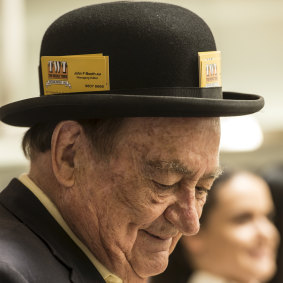 Newspaper proprietor John Booth, 87, oversees the Queen Quest pageant.