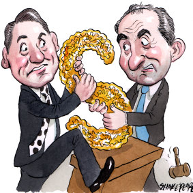 Geoffrey Smith and Patrick Drahi. Illustration: John Shakespeare