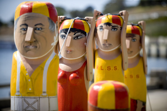 Painted bollards along the waterfront at Geelong.