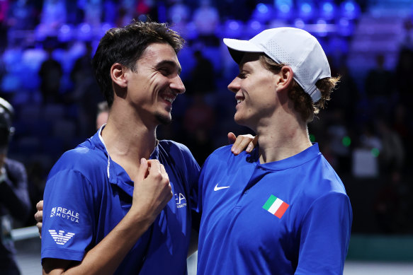 Italian teammates Lorenzo Sonego and Jannik Sinner will face Australia in the Davis Cup final.