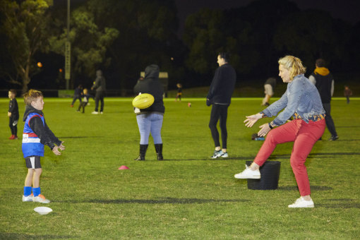 Peta Murphy at Auskick in Frankston in April last year.