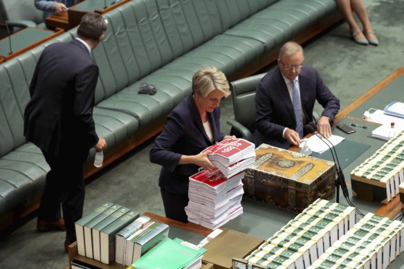 Labor’s Tanya Plibersek tables a petition from the March 4 Justice protest calling for better handling of sexual harassment and assault claims.