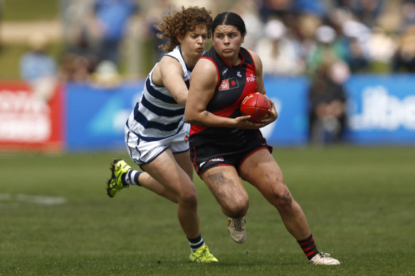 Essendon’s Maddy Prespakis had the ball on a string in Warrnambool.