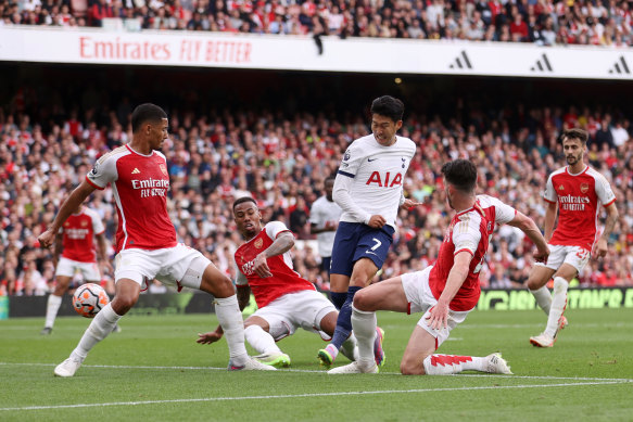 Son Heung-min scores for Tottenham Hotspur.