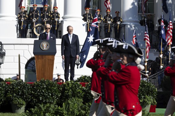 The pomp and circumstance of the arrival ceremony on Wednesday. 