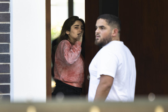 Ashlyn Nassif, daughter of Sydney developer Jean Nassif, arrives at her family home.