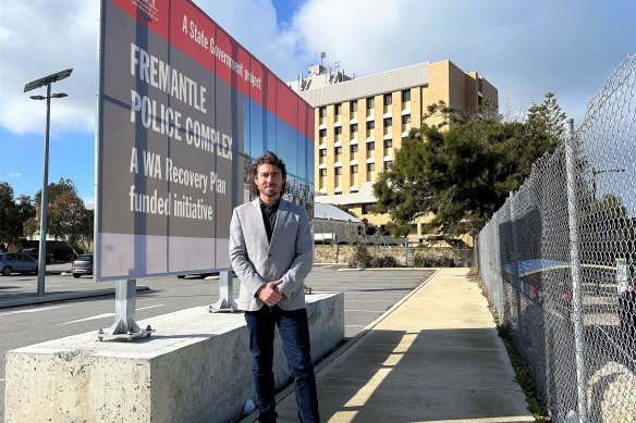 City of Fremantle councillor Adin Lang on the car park that has now been ripped up to make way for the new police station.