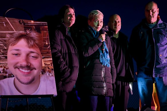 Aidan's sister Siobhan, mother Nathalie, relative Emad and father Matthias, from left to right.