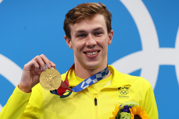 Zac Stubblety-Cook shows off his gold medal.