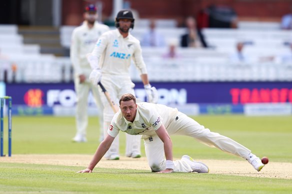 Ollie Robinson took two wickets on debut at Lord’s before his day turned sour.