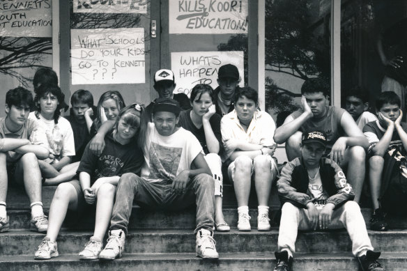 Northland Secondary College students in November 1992, after being told the school was to close.