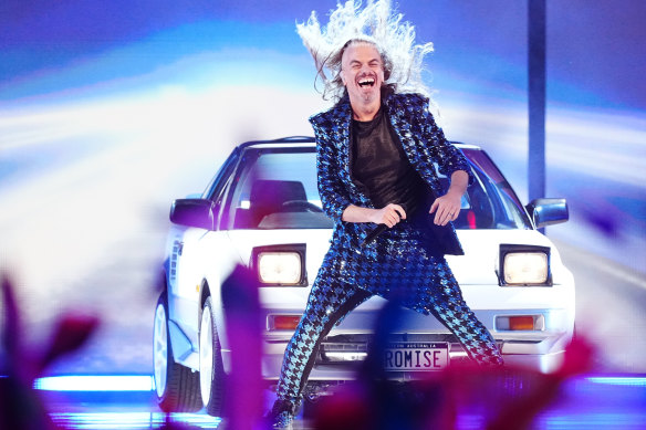 Voyager’s Danny Estrin in a custom suit from Perth label Zhivago.