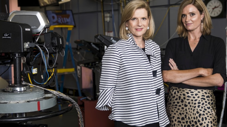 This year, panel show The Drum will air in prime time on ABC's main channel. Ellen Fanning, left, and Julia Baird share hosting duties.