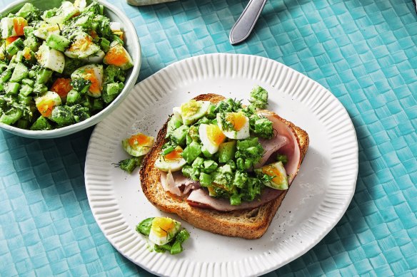 This egg salad open sandwich just makes sense.