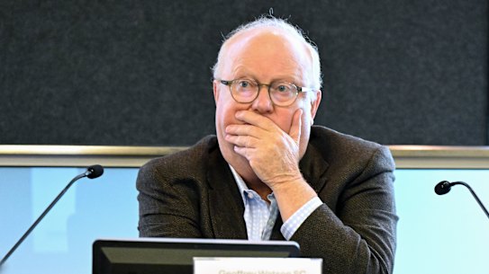 Geoffrey Watson SC is seen giving evidence to the Commission of Inquiry into the CFMEU and Misconduct in the Construction Industry.