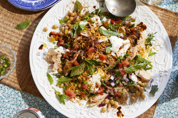 Indian grocers stock most of the ingredients to make chickpea and tuna “chaat”.