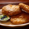 Potato cakes with creme fraiche and lumpfish caviar.