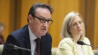 Treasury secretary Dr Steven Kennedy and Finance Minister Katy Gallagher during Senate estimates on Monday.