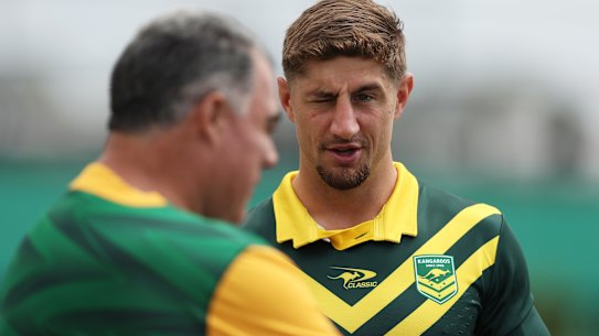 Zac Lomax trains with the Kangaroos in 2024.