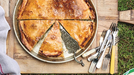 This greens-filled pie travels well for picnics.