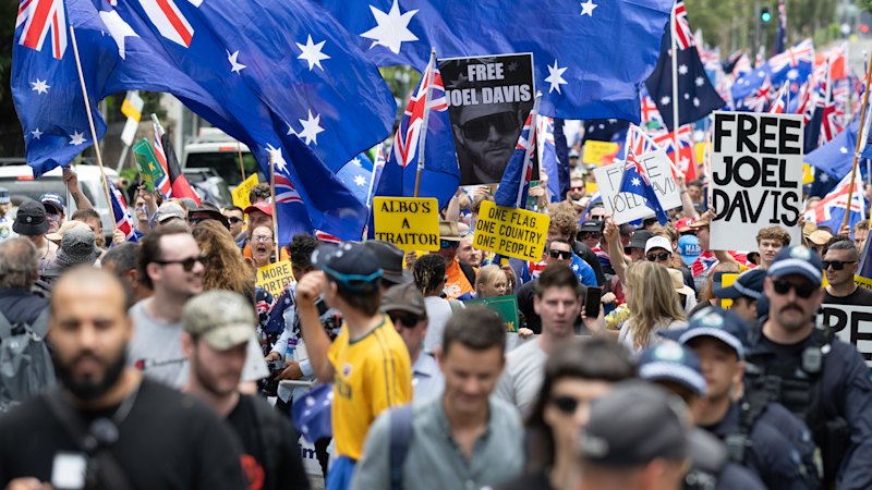 Neo-Nazi chants at anti-immigration rally, Invasion Day protest draws thousands