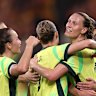 The Matildas celebrate.