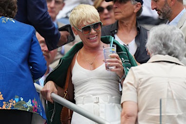 Pink at the men’s singles final of the US Open tennis championships Sept. 13, 2026, in New York.