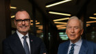Domino’s Pizza CEO Don Meij (left) and chairman Jack Cowin at the company’s AGM in Brisbane.