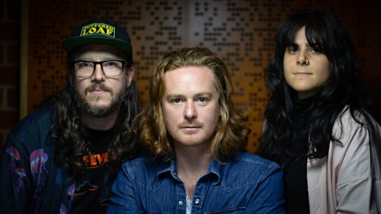 From left, Sam Cope, Liam Gough and Selene Messinis are among a new wave of prog rockers.