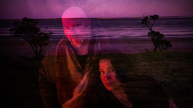 Traditional Owner of the Wergaia tribe Robby Wirramanda and wife Jackie enjoying a campfire at the northern end of Direl (Lake Tyrell).
