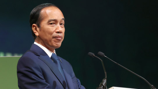 Indonesia President Joko Widodo addresses leaders at COP26.