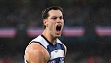 Shannon Neale celebrates a goal.