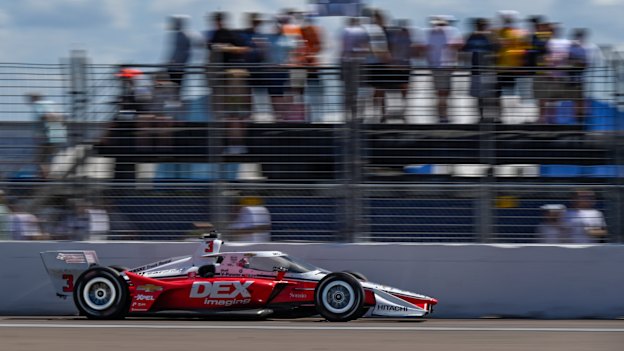 Scott McLaughlin accelerates into the front straightaway during the Grand Prix of St Petersburg. 
