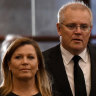 Prime Minister Scott Morrison and wife Jenny at a prayer service to commemorate the death of Prince Philip at St Andrew’s Cathedral in Sydney. 