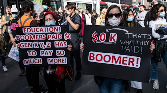 Students protest against proposed university fee changes 