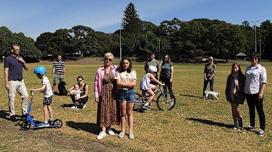 Local residents and users of Gardiner Park in Banksia, which is being converted into a synthetic turf field. 