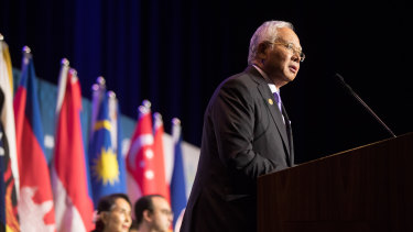 Malaysian Prime Minister Najib  Razak at an ASEAN function  in Sydney on March 17.
