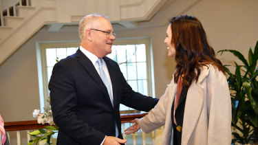 Lesson in humility: New Zealand Prime Minister Jacinda Ardern with Scott Morrison in Melbourne last week. 