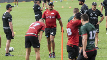 Latrell Mitchell at his first training session with the Rabbitohs.