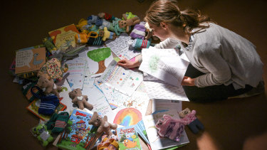 Befriend a Child in Detention volunteer Lucy Crock arranges letters and gifts for children on Nauru.