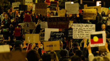 A Black Lives Matter rally in Sydney in solidarity with the protests in the US over the police killing of George Floyd.