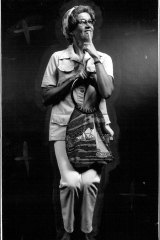 Angela Moore as her stage persona Shirley Purvis, in 1988.