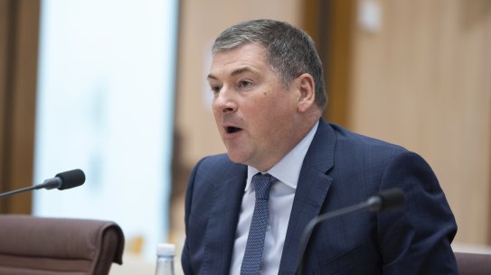 Metcash Food boss Grant Ramage during a Senate inquiry hearing into supermarket prices on Thursday 11 April 2024.