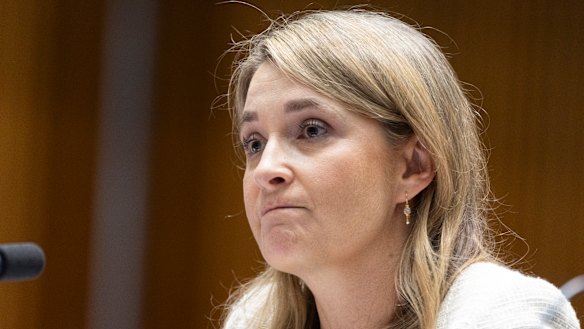 Optus CEO Kelly Bayer Rosmarin during a Senate hearing at Parliament House in Canberra on Friday.