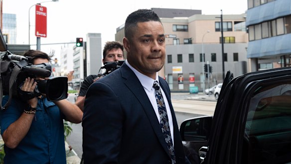 Jarryd Hayne leaves court this week.