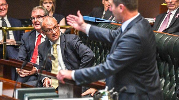 NSW Opposition Leader Luke Foley watches the floor during question time.