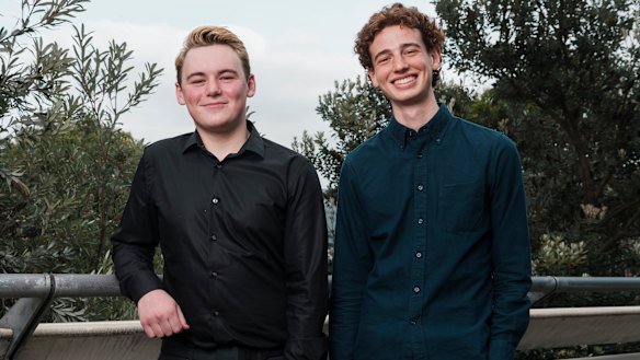 Jesse Caminer from Cranbrook (left) and Adam Gottschalk from Sydney Grammar both finished first in three subjects.