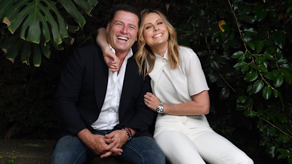 Karl Stefanovic and Allison Langdon, outside the Nine studios at Willoughby on Friday.