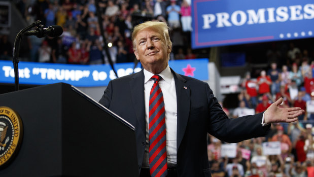 US President Donald Trump campaigns in Missouri on Friday, promising to root out the 'stench at the Justice Department'.