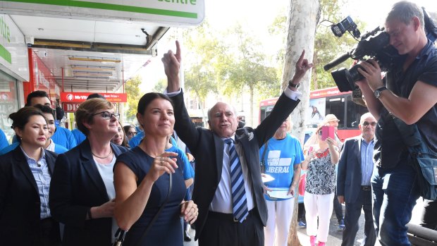 Former PM John Howard walked the streets of Burwood with Liberal candidate Fiona Martin.
